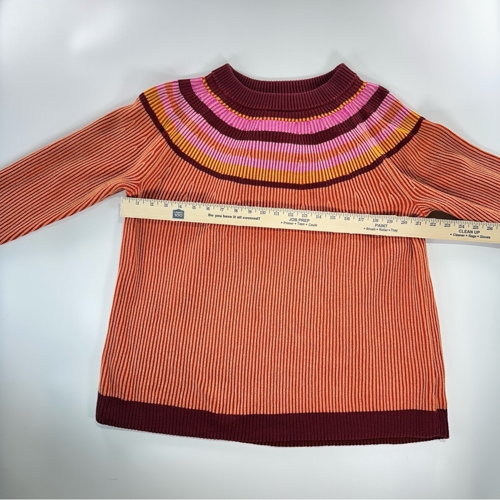 Lands End color block sweater striped burgundy ribbed cotton L - Picture 11 of 11